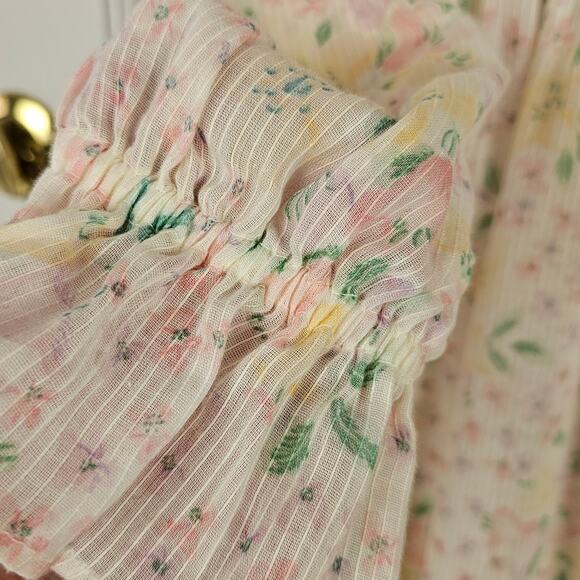 VTG 1970s maxi prairie Dress floral romantic boho prom wedding handmade XS - Picture 5 of 12